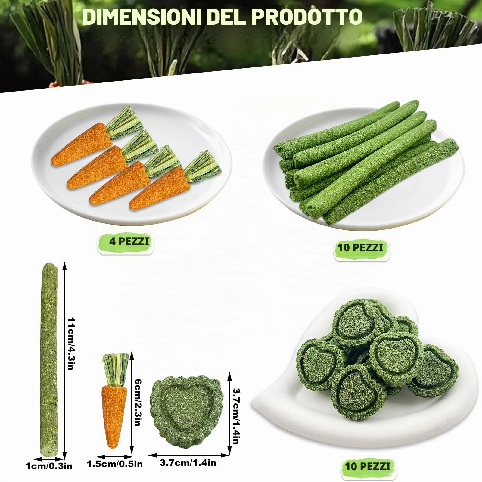 Ourdort 24 pcs Bastoncini di Fieno Timothy, Mangime Fieno per Conigli Cavia Criceti Cincillà, Bastoncini di Fieno Timothy per Conigli Porcellini d'India, Cincillà, Criceto - immagine 2