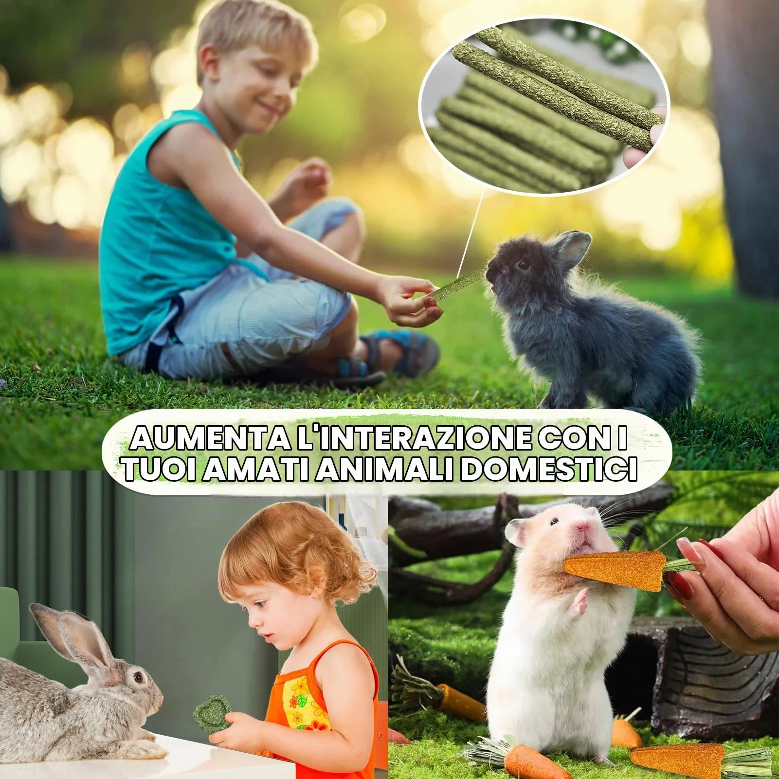 Ourdort 24 pcs Bastoncini di Fieno Timothy, Mangime Fieno per Conigli Cavia Criceti Cincillà, Bastoncini di Fieno Timothy per Conigli Porcellini d'India, Cincillà, Criceto - immagine 4