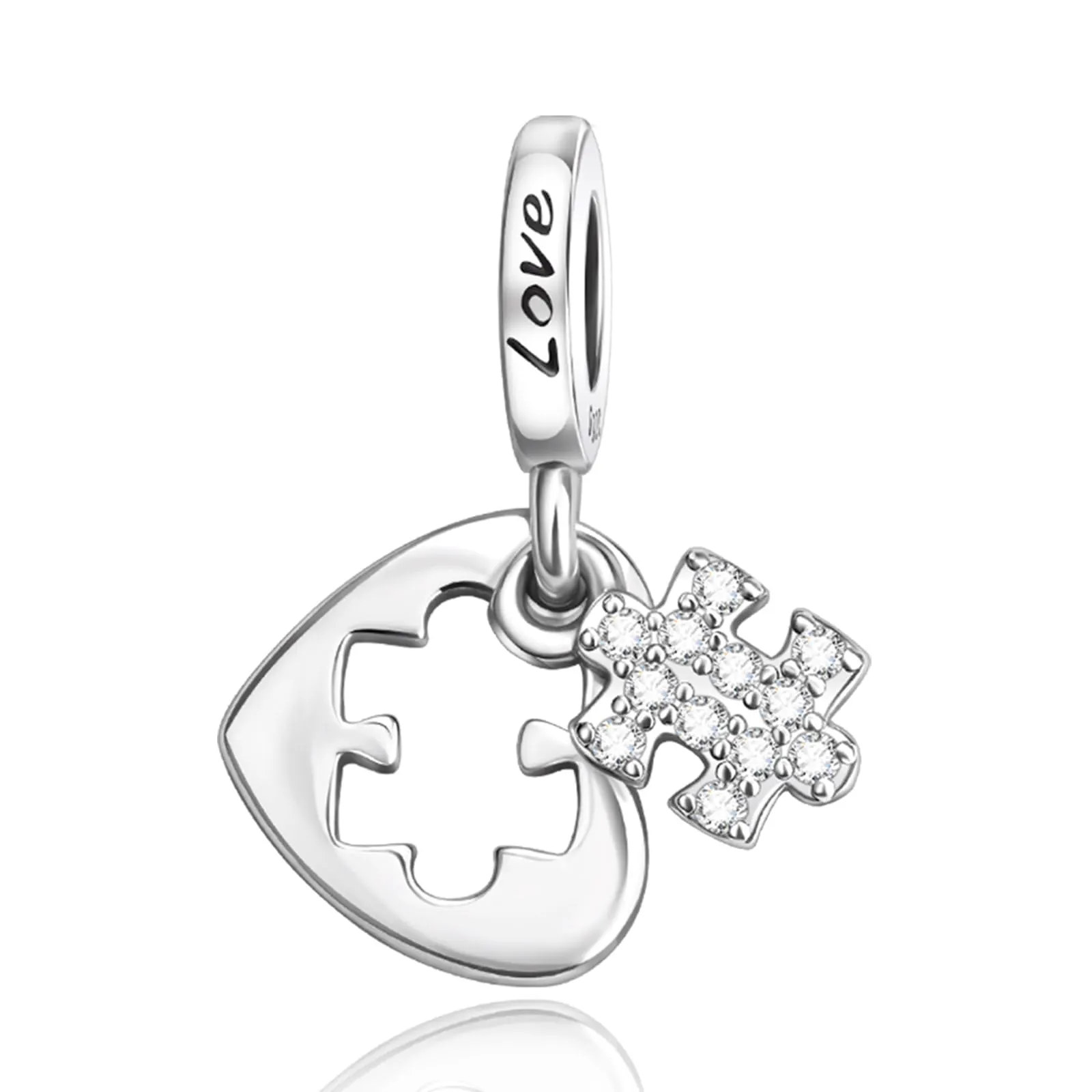 Rimgoris 925 Sterling Silver Women Bracciali Collana Jigsaw Heart Pendant Women Bracelet Charm Festa della mamma con Zirconia - immagine 1