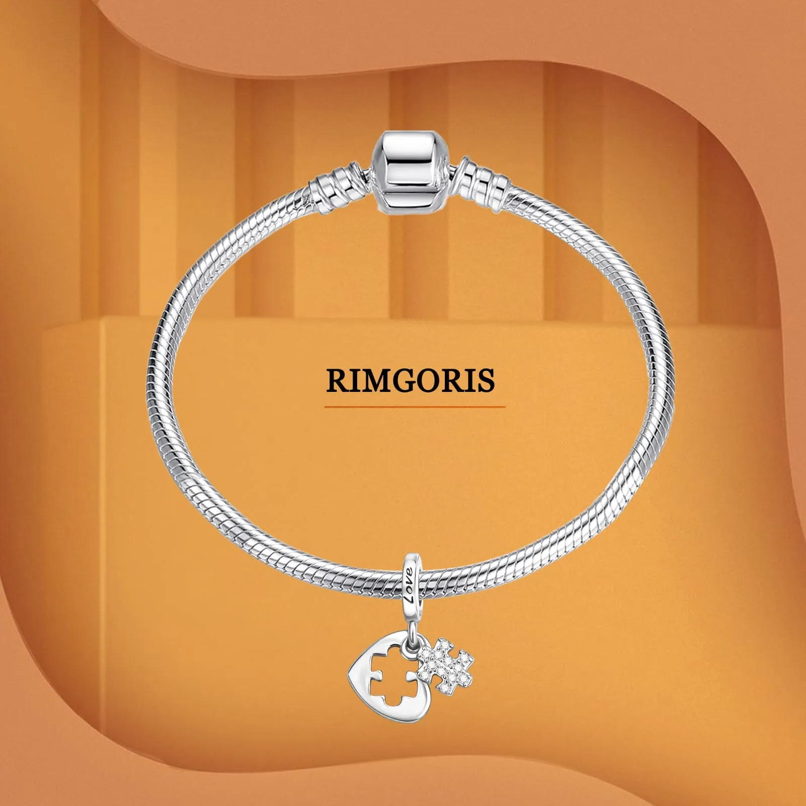 Rimgoris 925 Sterling Silver Women Bracciali Collana Jigsaw Heart Pendant Women Bracelet Charm Festa della mamma con Zirconia - immagine 3