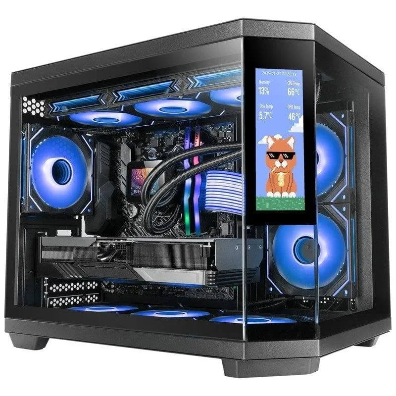 Case Mars Gaming MC-3TCORELCDM Mini Tower LCD IPS 7.2" Triplo Vetro Nero - immagine 1
