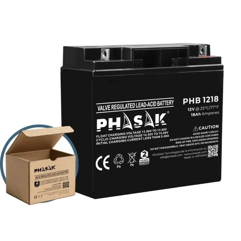 Batteria UPS Phasak PHB 1218 12V 18Ah Piombo Sigillata VRLA - immagine 1