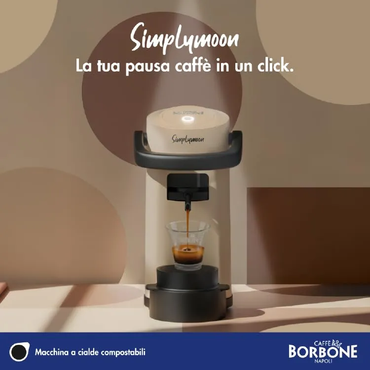 CAFFÈ BORBONE Simplymoon Macchina da Caffè a Cialde (Sabbia, Macchina + Cialda Blu + 8 Bicchierini) - immagine 6