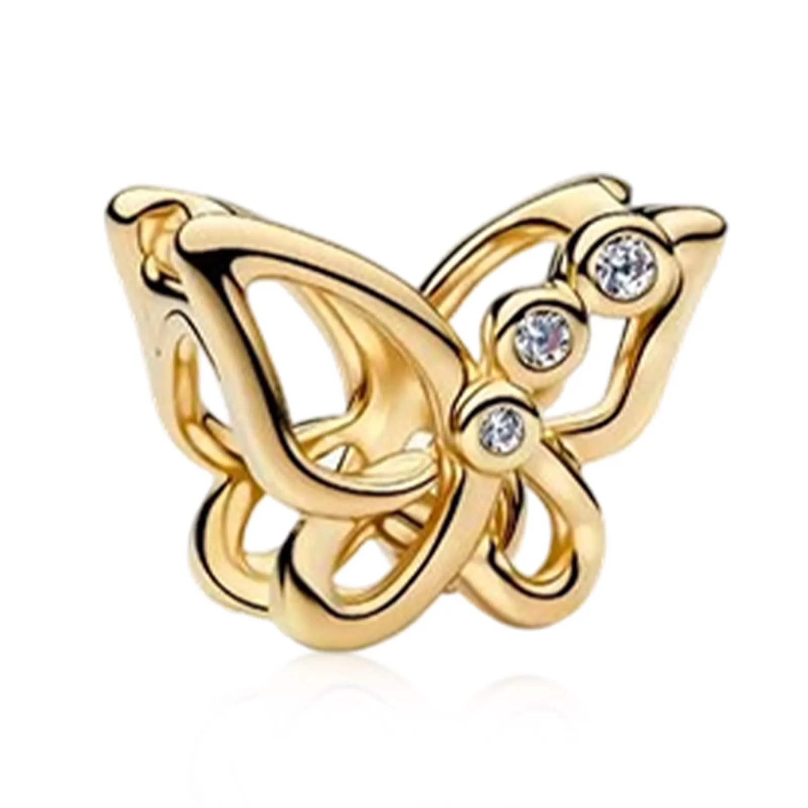 Rimgoris - Ciondolo placcato oro in argento Sterling 925, compatibile con braccialetti fai-da-te, ciondolo scintillante con zirconia, per donna, gioielli fatti a mano, one size, Metallo, Zirconia - immagine 1