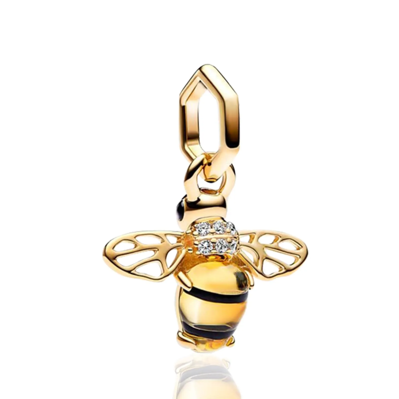 Rimgoris Ciondolo in argento Sterling 925 placcato oro, adatto per braccialetti fai da te, ciondolo scintillante con zirconi, per donne, gioielli fatti a mano, one size, Metallo, Zirconie sintetico - immagine 1