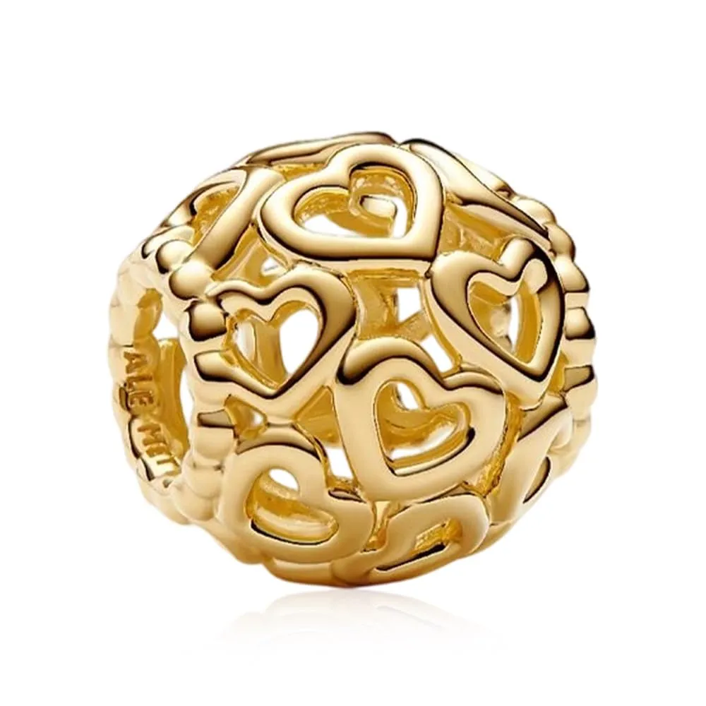Rimgoris Ciondolo in argento Sterling 925 placcato oro, adatto per braccialetti fai da te, ciondolo scintillante con zirconi, per donne, gioielli fatti a mano, one size, Metallo, Zirconie sintetico - immagine 1