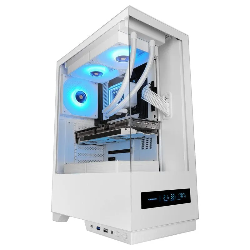 Mars Gaming Mc-pulsar ATX Gaming Case Schermo LCD Doppio Vetro Temperato Frontale e Laterale Bianco - immagine 1