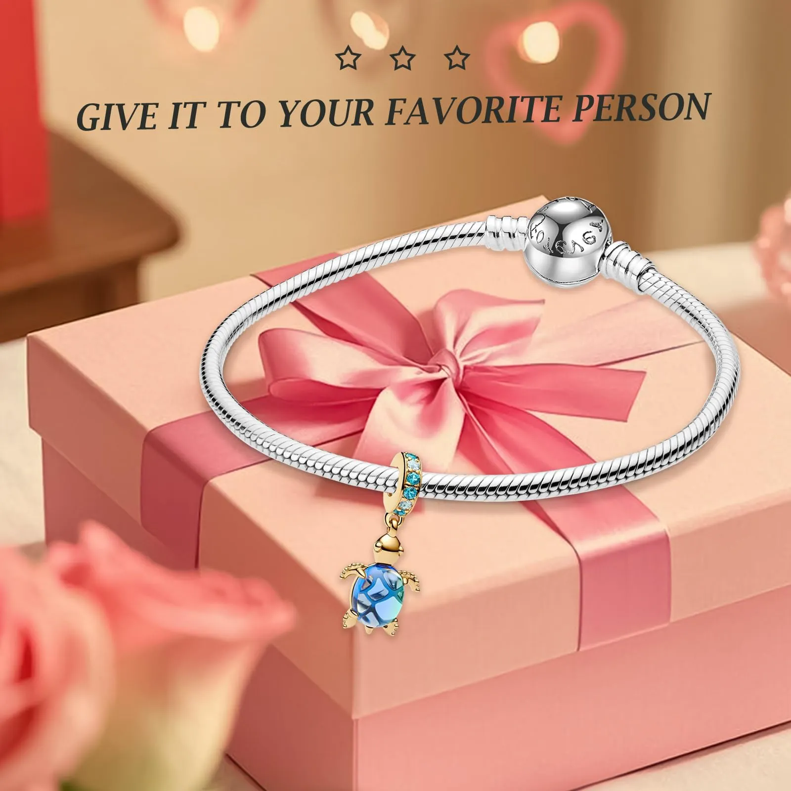 Rimgoris Ciondolo in argento Sterling 925 placcato oro, adatto per braccialetti fai da te, ciondolo scintillante con zirconi, per donne, gioielli fatti a mano, one size, Metallo, Zirconie sintetico - immagine 2