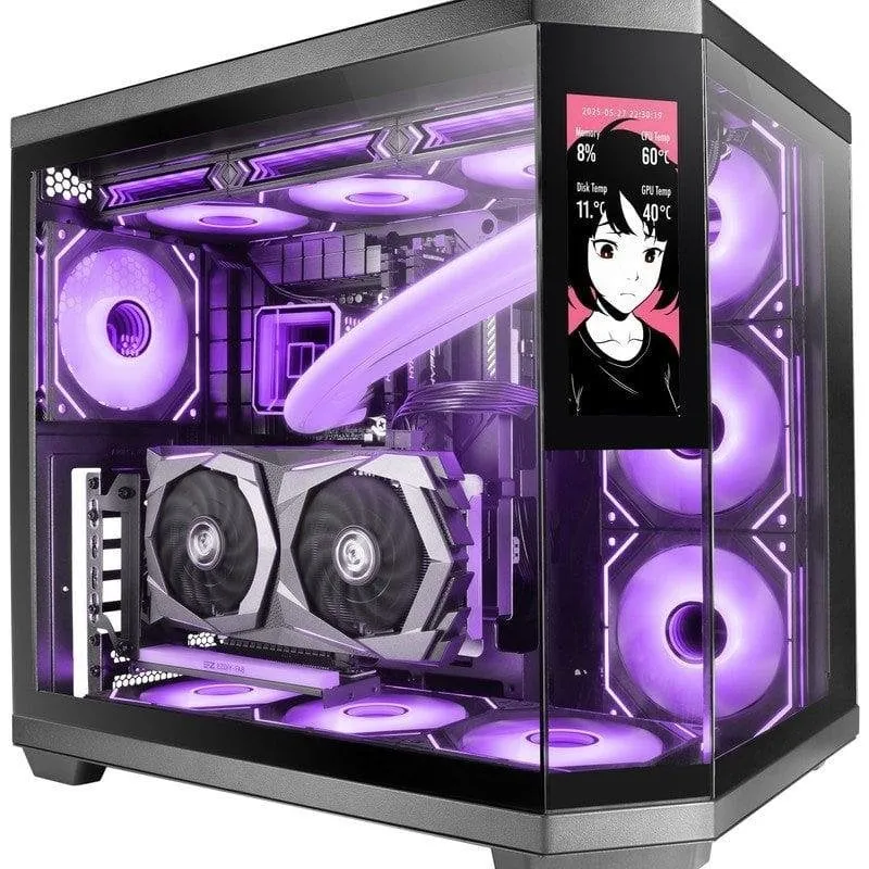 Case Mars Gaming MC-3TCORELCD ATX Semitorre Schermo IPS 7.2" Triplo Vetro Temperato Nero - immagine 1