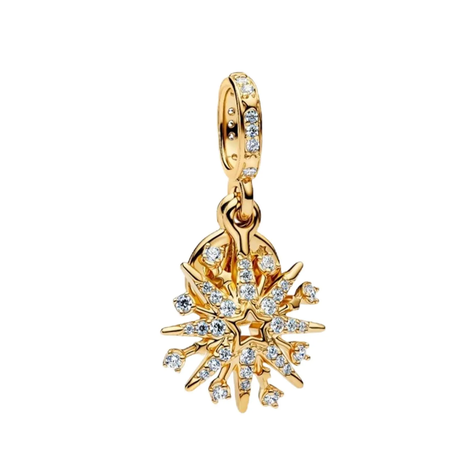 Rimgoris Ciondolo in argento Sterling 925 placcato oro, adatto per braccialetti fai da te, ciondolo scintillante con zirconi, per donne, gioielli fatti a mano, one size, Metallo, Zirconie sintetico - immagine 1