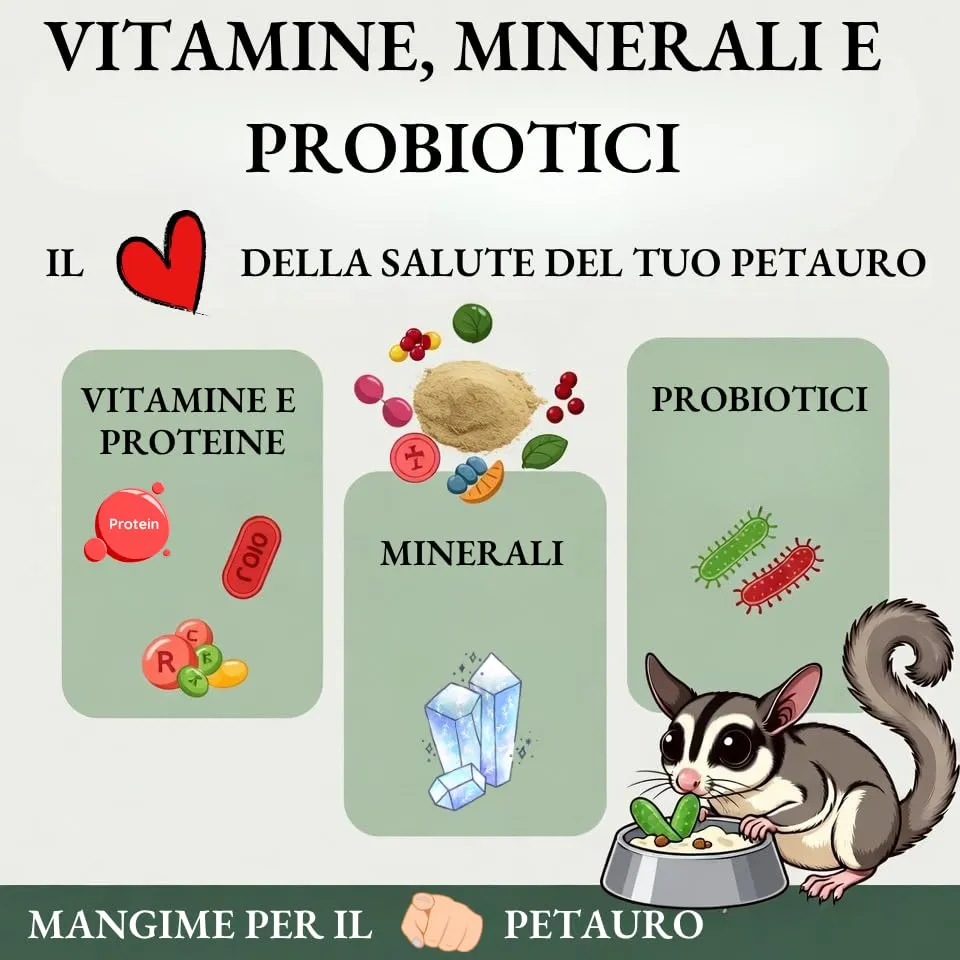 Mangime Petauro dello Zucchero arricchito con Calcio, confezione 1 KG / 2KG / 3KG (1 KG) - immagine 3