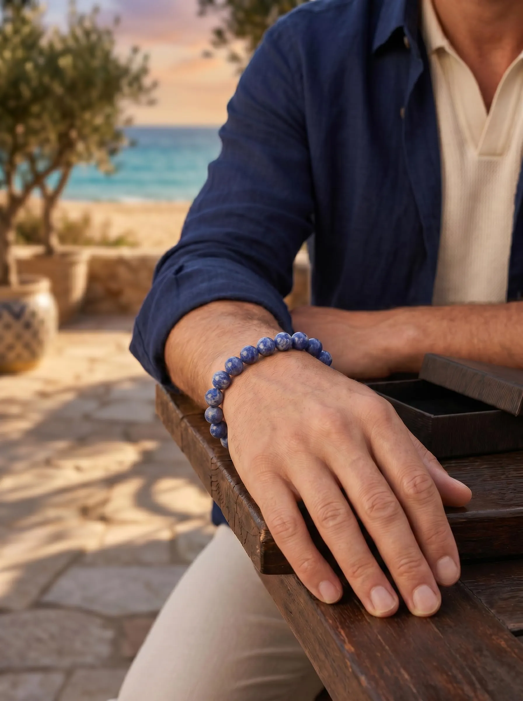 Bracciale Pietre Naturali 8mm GufoZen - Cristalli Veri per Uomo e Donna - Accessorio Elegante per Yoga e Meditazione - Idea Regalo Originale con Scatola Premium - Braccialetto Energia (Sodalite) - immagine 3