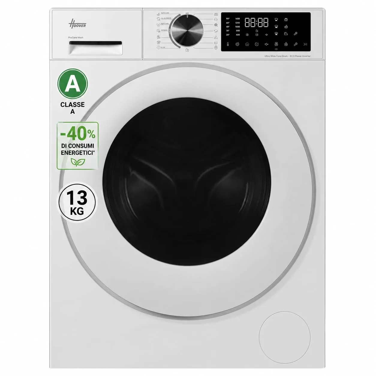 Hoover H-CARE 300 Lavatrice 13 Kg, 1400 Giri, Classe A-40%, Bianca - immagine 1