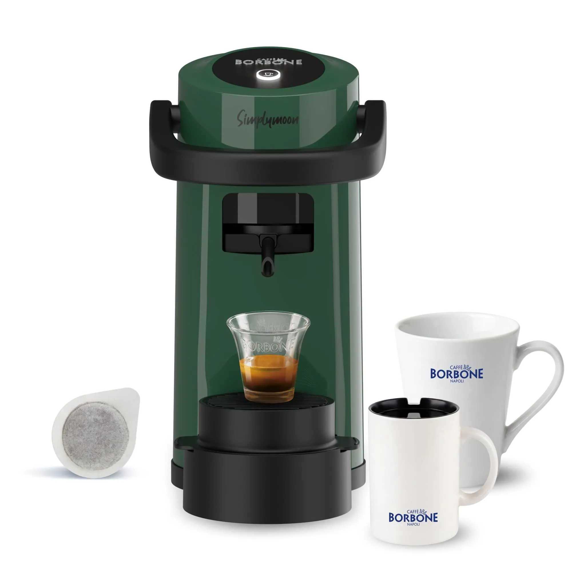 CAFFÈ BORBONE Simplymoon Macchina da Caffè a Cialde (Verde, Macchina + Cialda Blu) - immagine 3