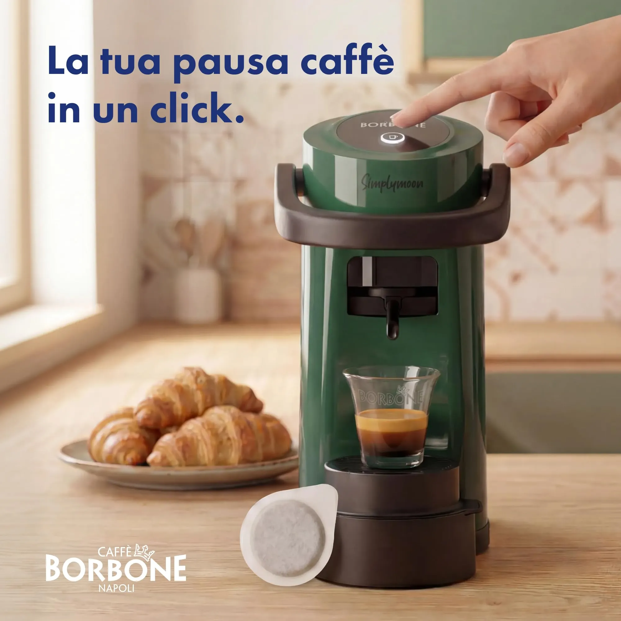 CAFFÈ BORBONE Simplymoon Macchina da Caffè a Cialde, Verde - immagine 8