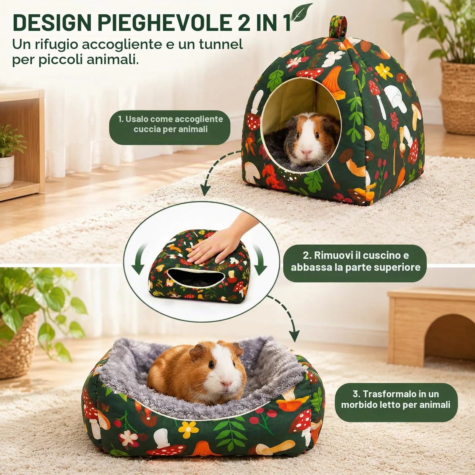 Casetta per porcellini d'India con tunnel per piccoli animali - immagine 4