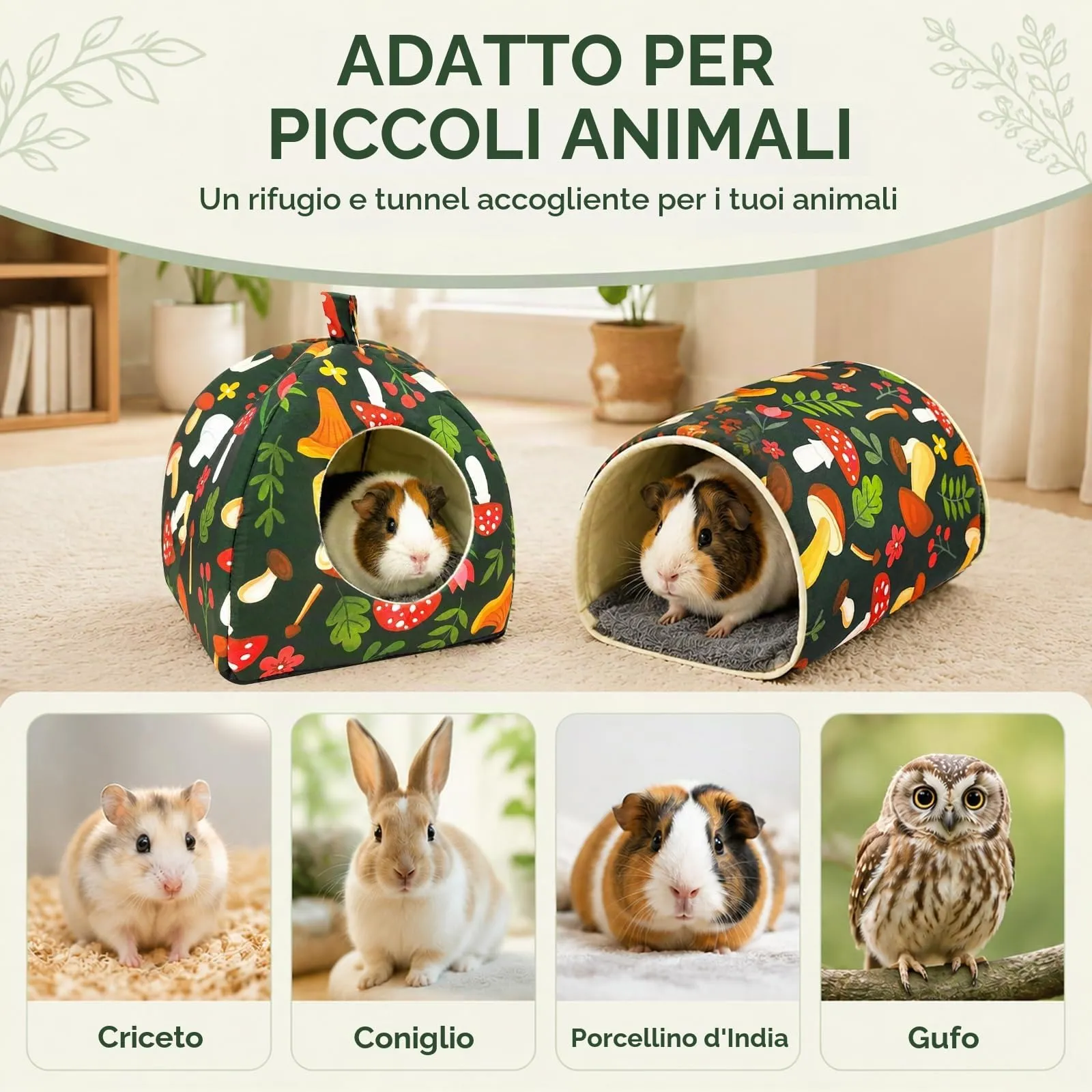 Casetta per porcellini d'India con tunnel per piccoli animali - immagine 6