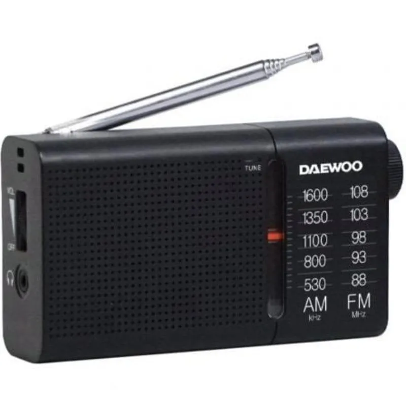 Radio portatile Daewoo DW1119 analogica AM/FM altoparlante jack 3.5mm nera - immagine 1