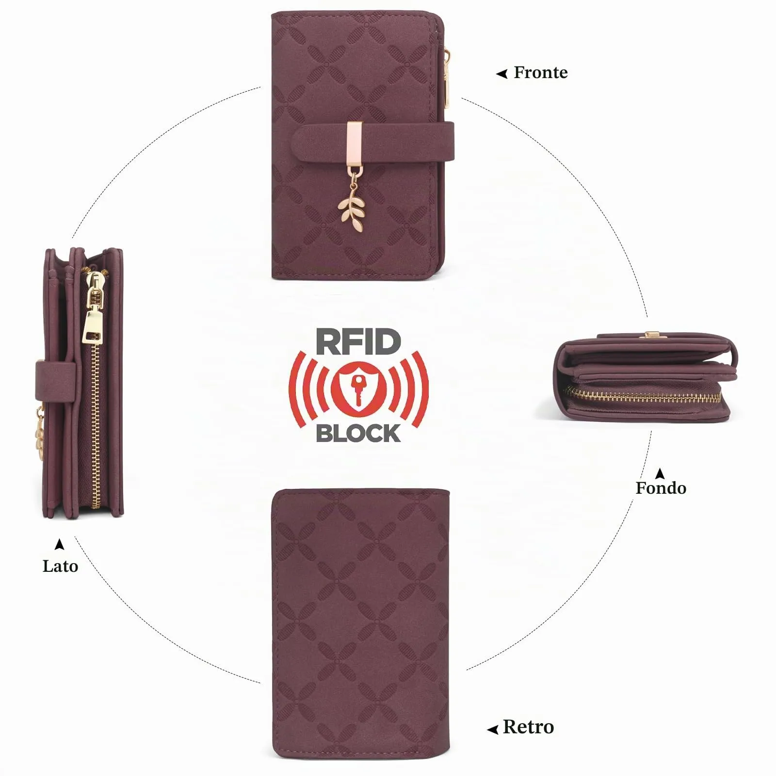 REETEE Portafoglio Donna Piccolo in Pelle con Blocco RFID e Portamonete - immagine 6