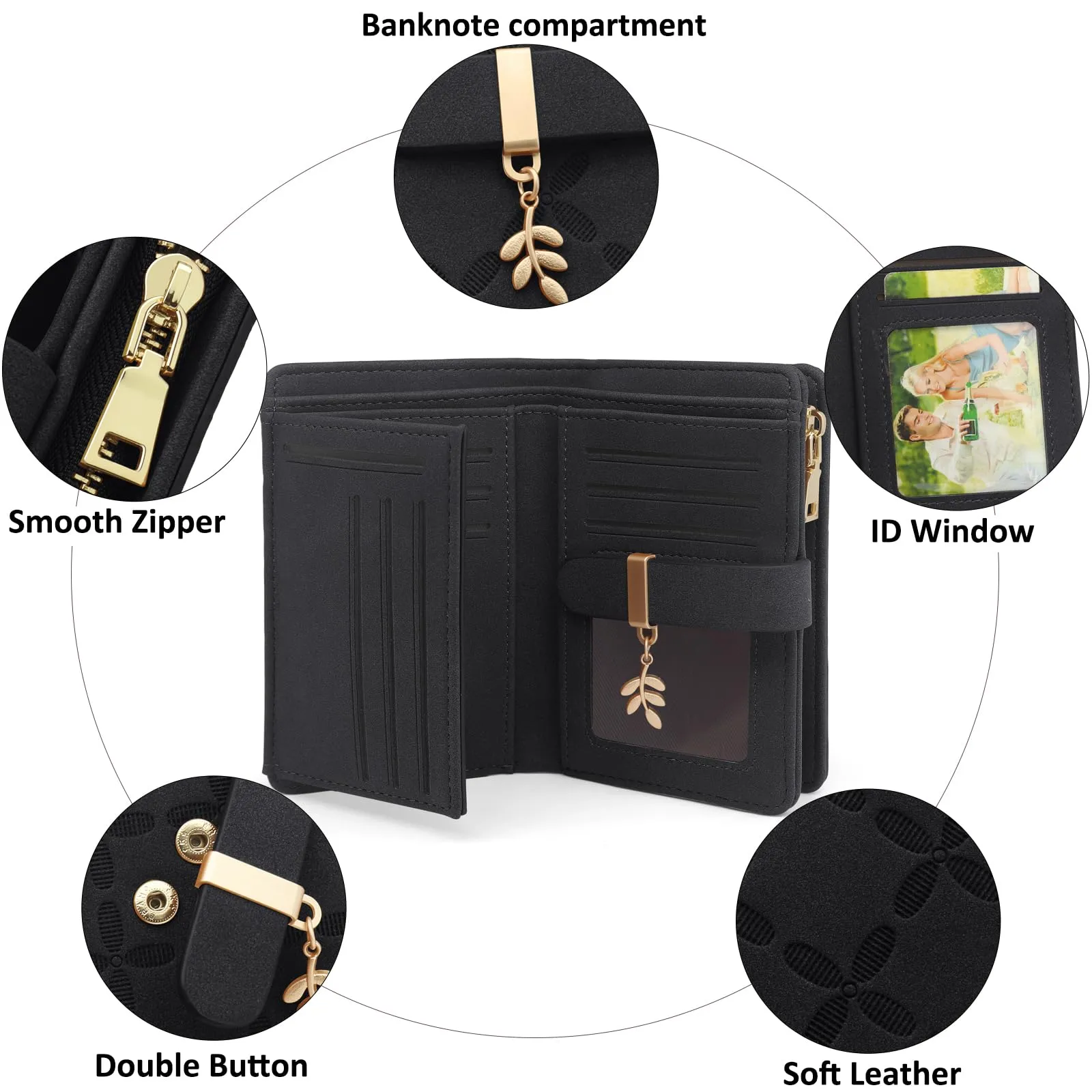 REETEE Portafoglio Donna Piccolo in Pelle con Blocco RFID e Portamonete - immagine 3