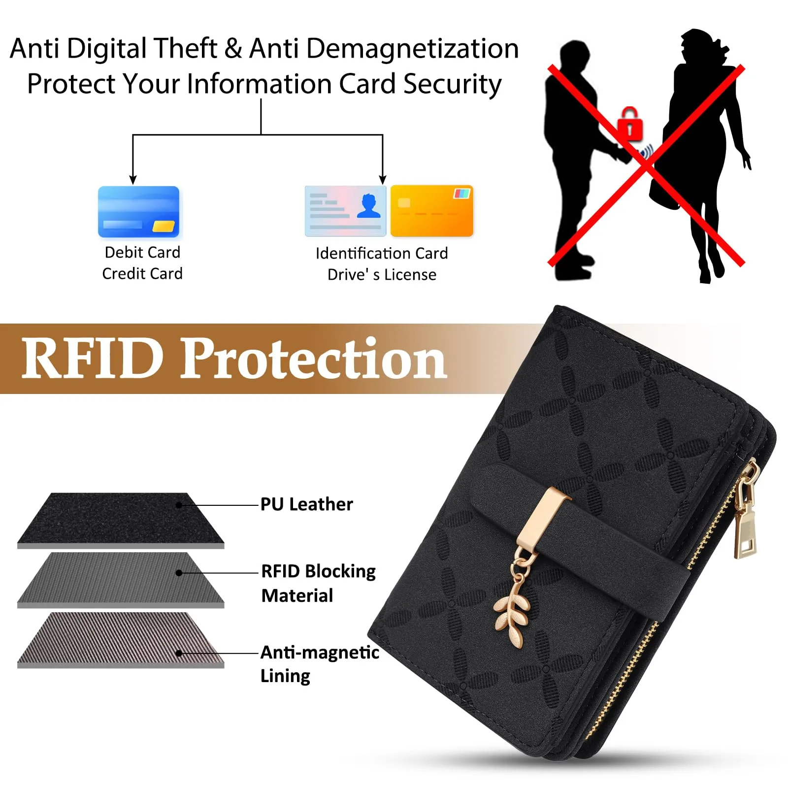 REETEE Portafoglio Donna Piccolo in Pelle con Blocco RFID e Portamonete - immagine 4