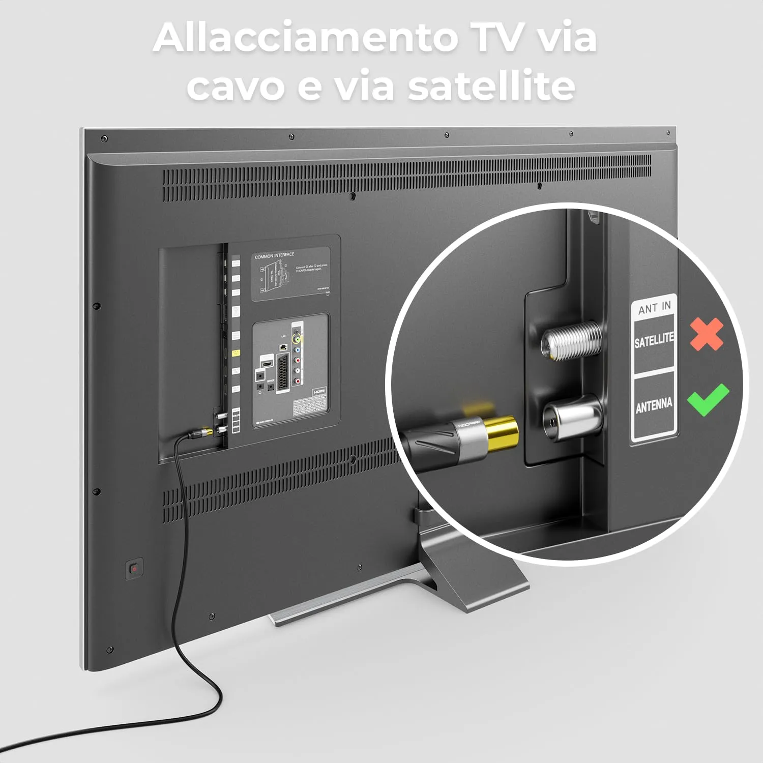 deleyCON 0,5m 4K Cavo Antenna TV Angolato - Coassiale IEC HDTV - Nero - immagine 5