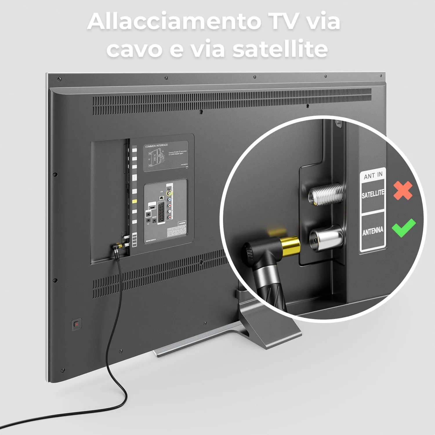 deleyCON 0,5m 4K Cavo Antenna TV 2x Angolato - Cavo Coassiale IEC - Nero - immagine 5