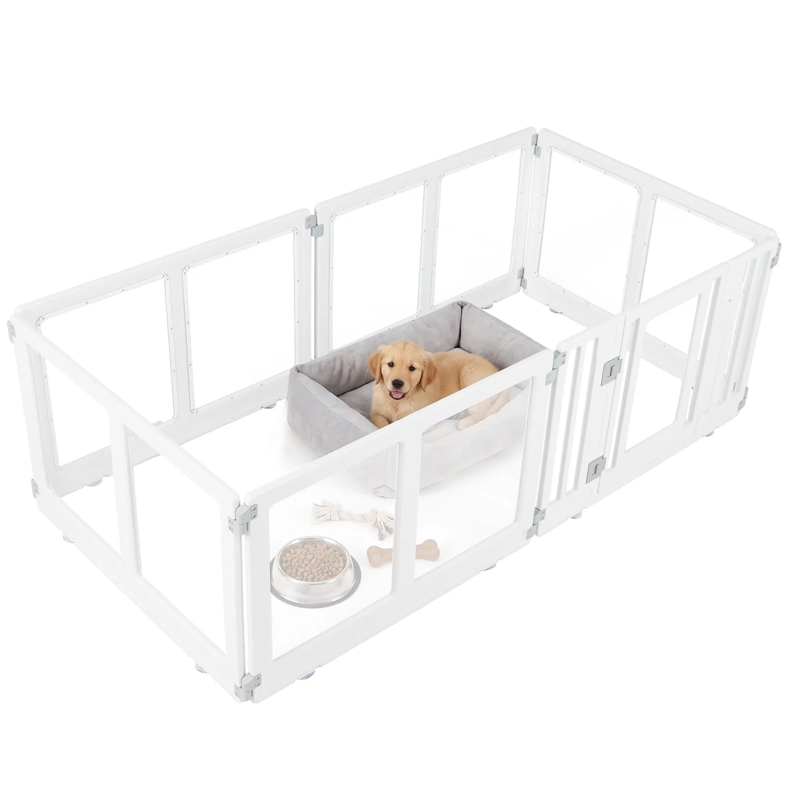COSTWAY Recinto Trasparente per Cani con 6/8 Pannelli, 6 Panelli - immagine 1