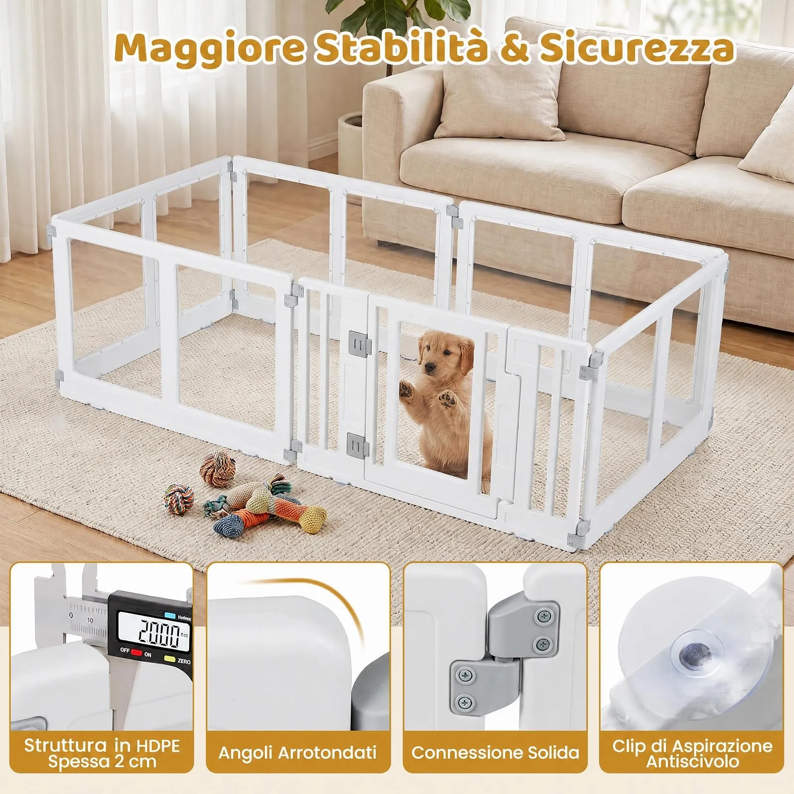 COSTWAY Recinto Trasparente per Cani con 6/8 Pannelli, 6 Panelli - immagine 6