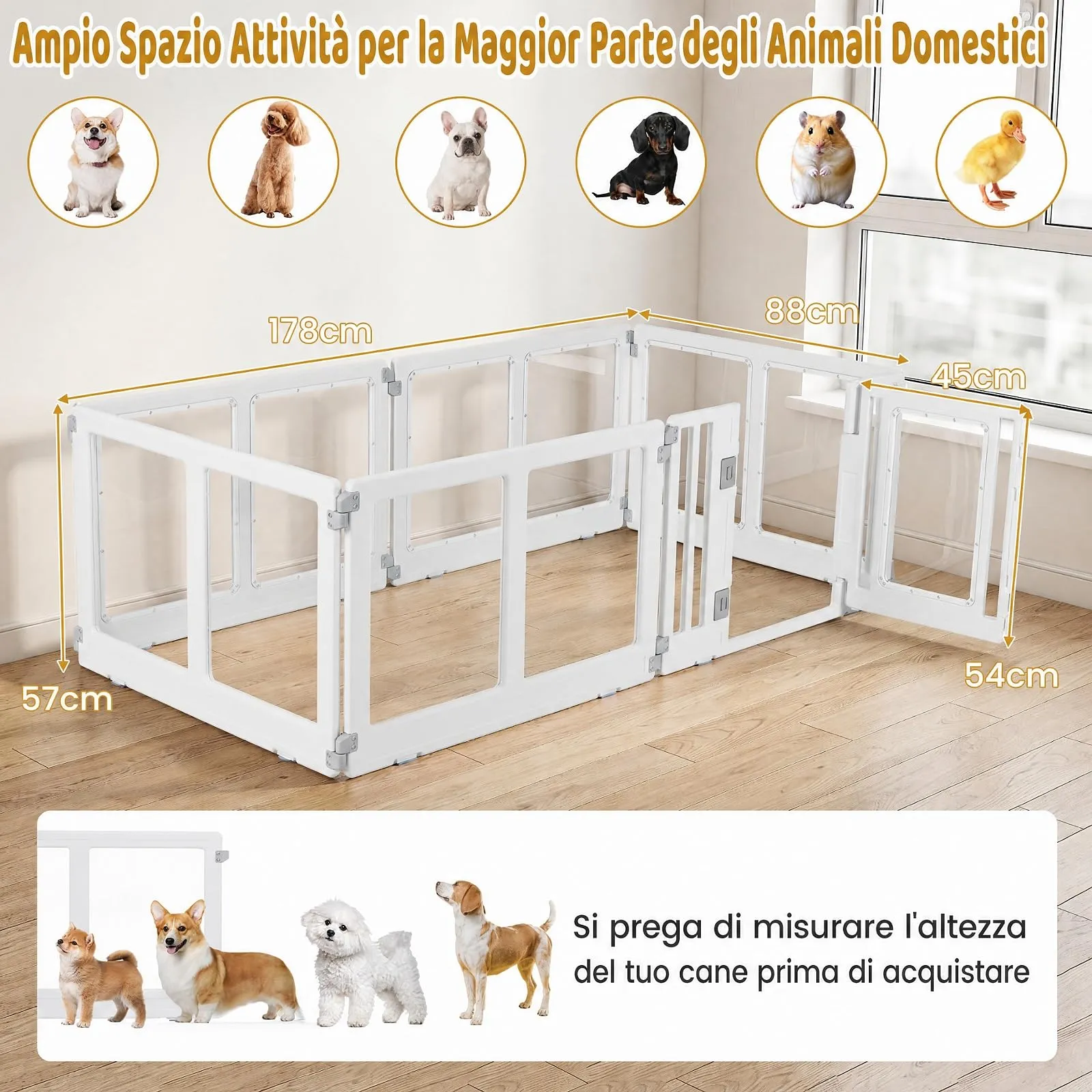 COSTWAY Recinto Trasparente per Cani con 6/8 Pannelli, 6 Panelli - immagine 8