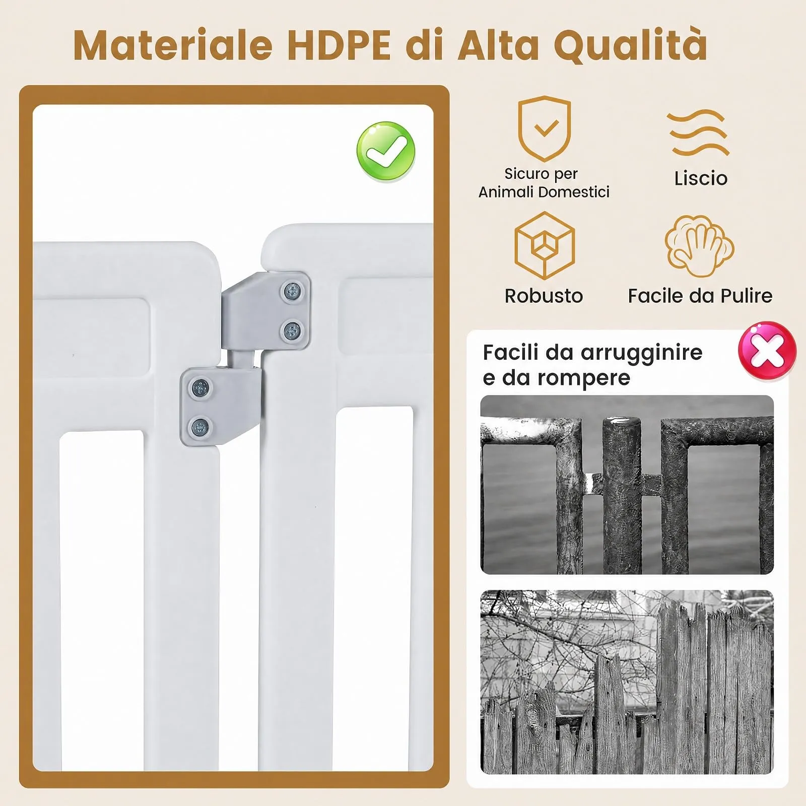 COSTWAY Recinto per Cani PortatileAlto 81cm, Bianco,8 Pannelli - immagine 5