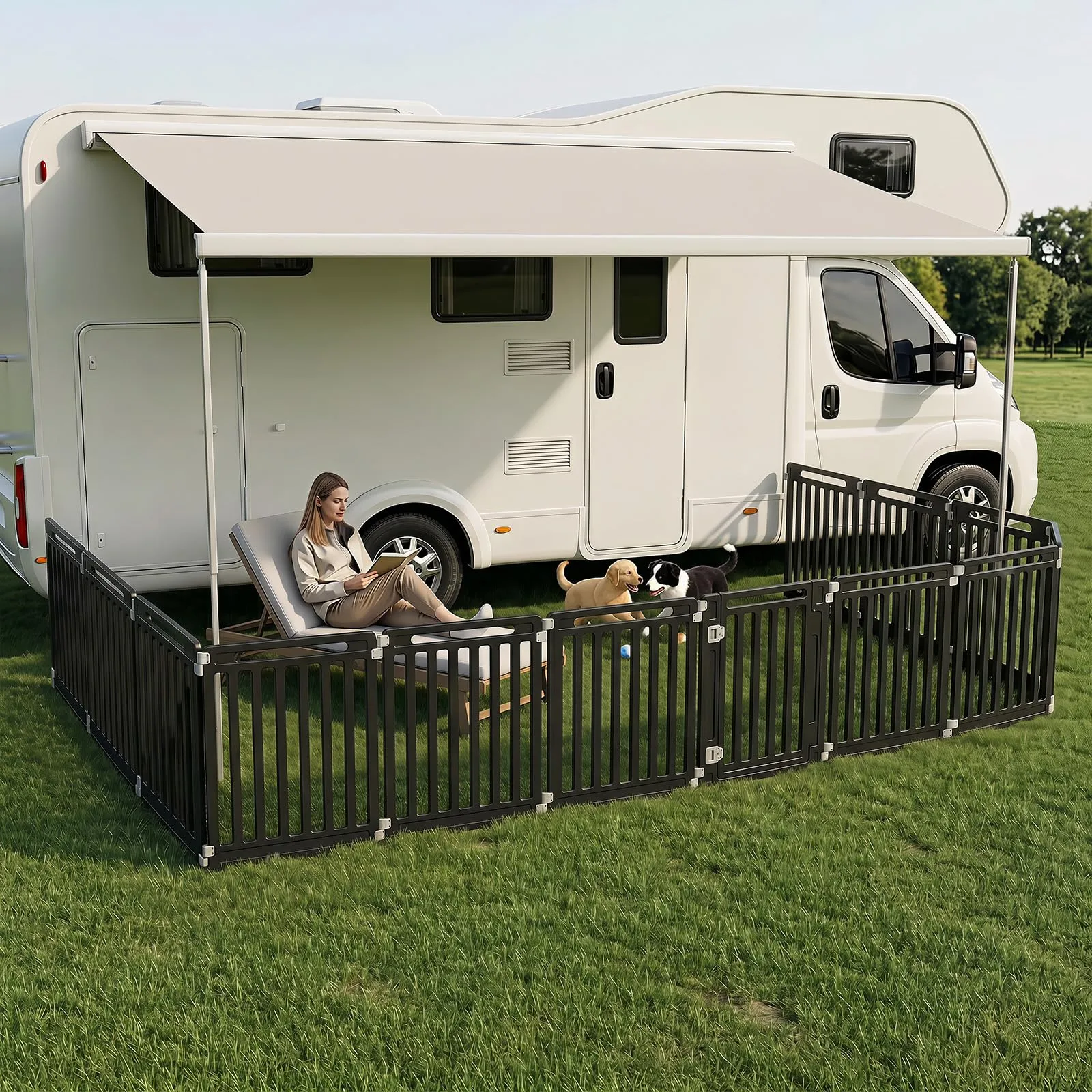 COSTWAY Recinto per Cani PortatileAlto 81cm, Nero,12 Pannelli - immagine 9