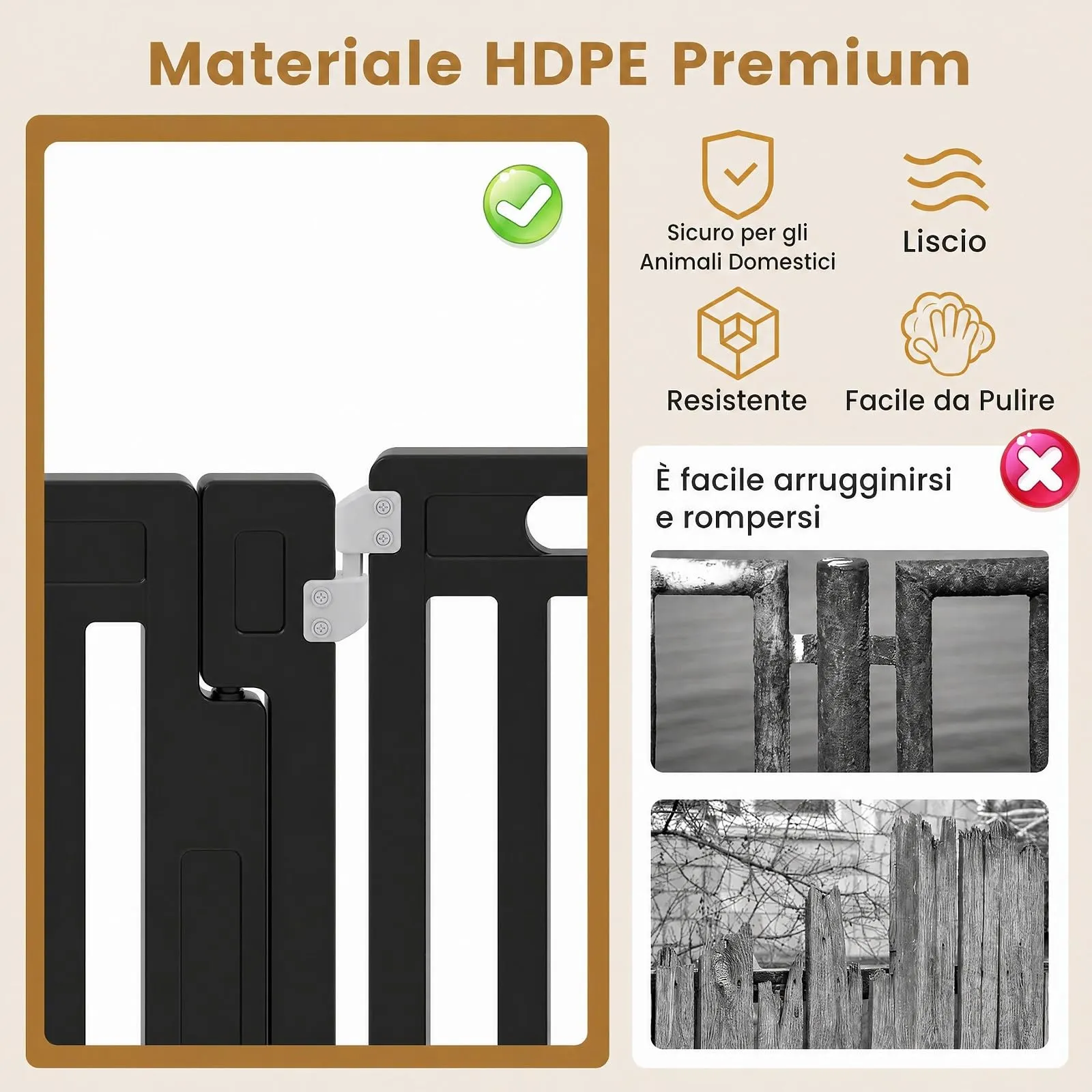 COSTWAY Recinto per Cani PortatileAlto 81cm, Nero,8 Pannelli - immagine 5