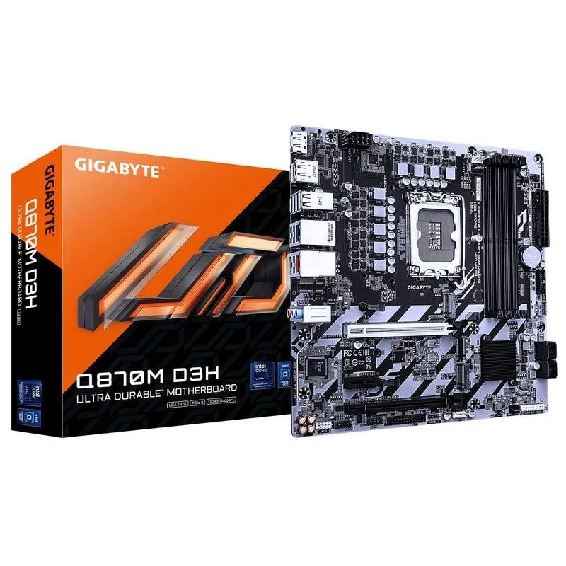 Schede Madri GIGABYTE Q870M D3H Q870 LGA1851 DDR5 Micro ATX 256GB PCIe 4.0 RAID - immagine 1