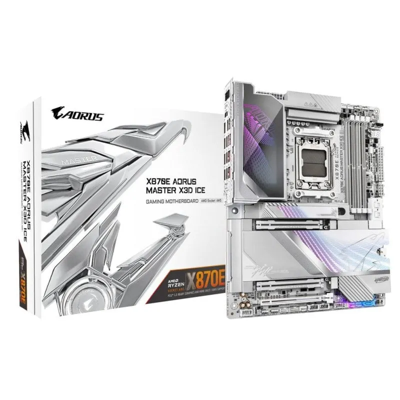 Schede Madri Gigabyte X870E AORUS MASTER X3D ICE AMD X870E AM5 DDR5 ATX WiFi 7 10GbE USB4 - immagine 1