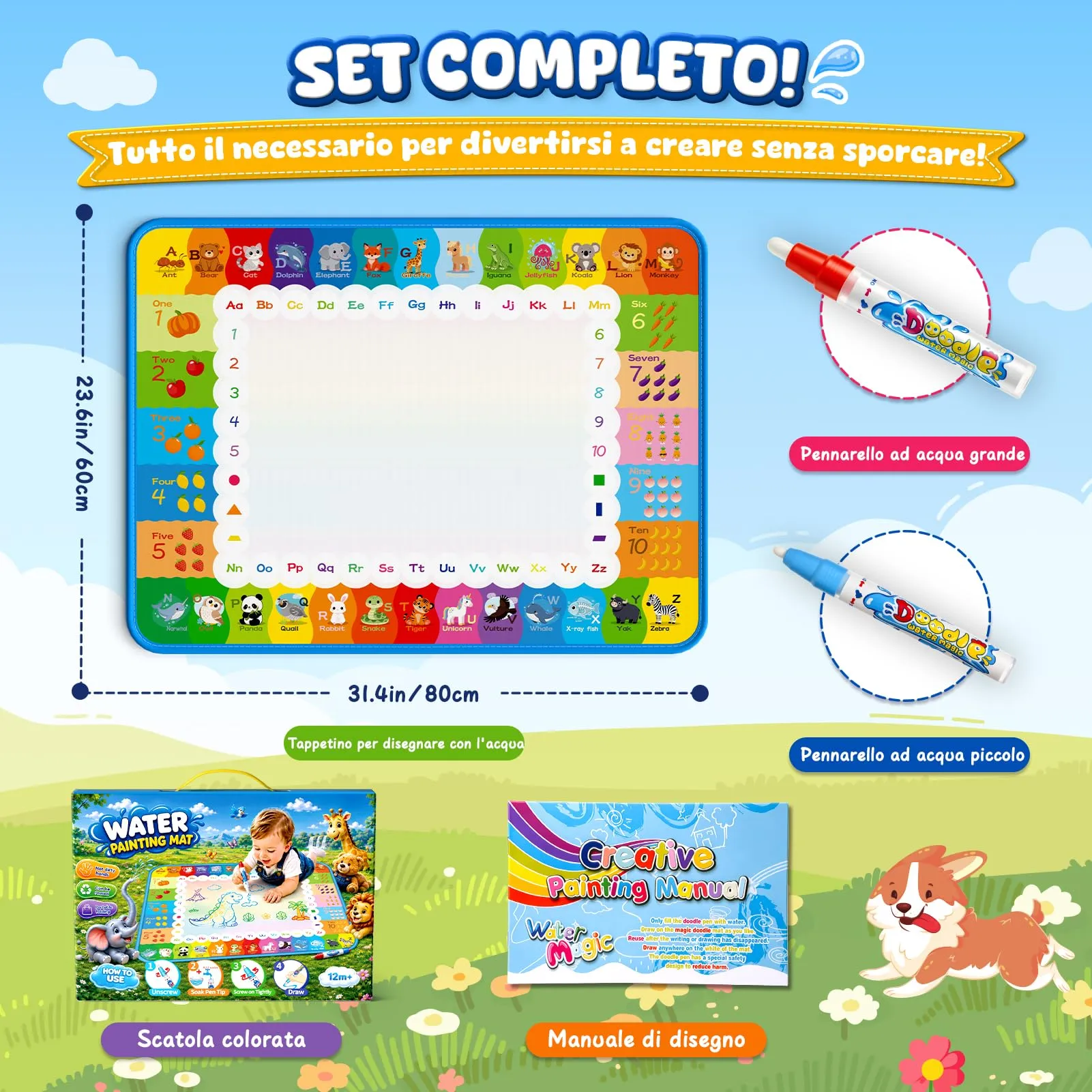 Magico Tappeto Acqua Gioco Bambini Giochi Bambini 2 Anni Regalo Bambino 1-2 - immagine 5