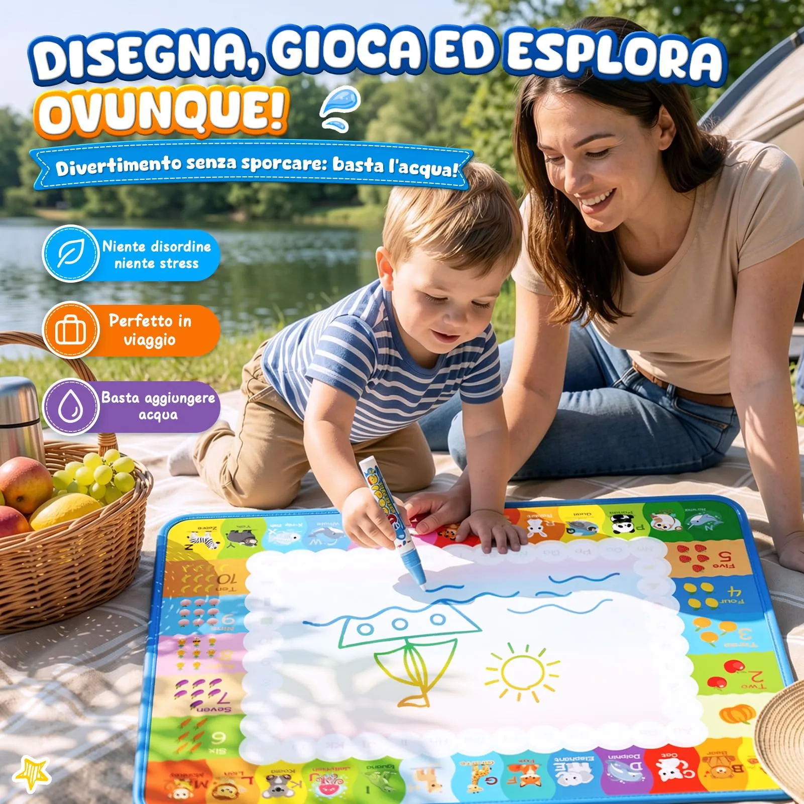 Magico Tappeto Acqua Gioco Bambini Giochi Bambini 2 Anni Regalo Bambino 1-2 - immagine 6