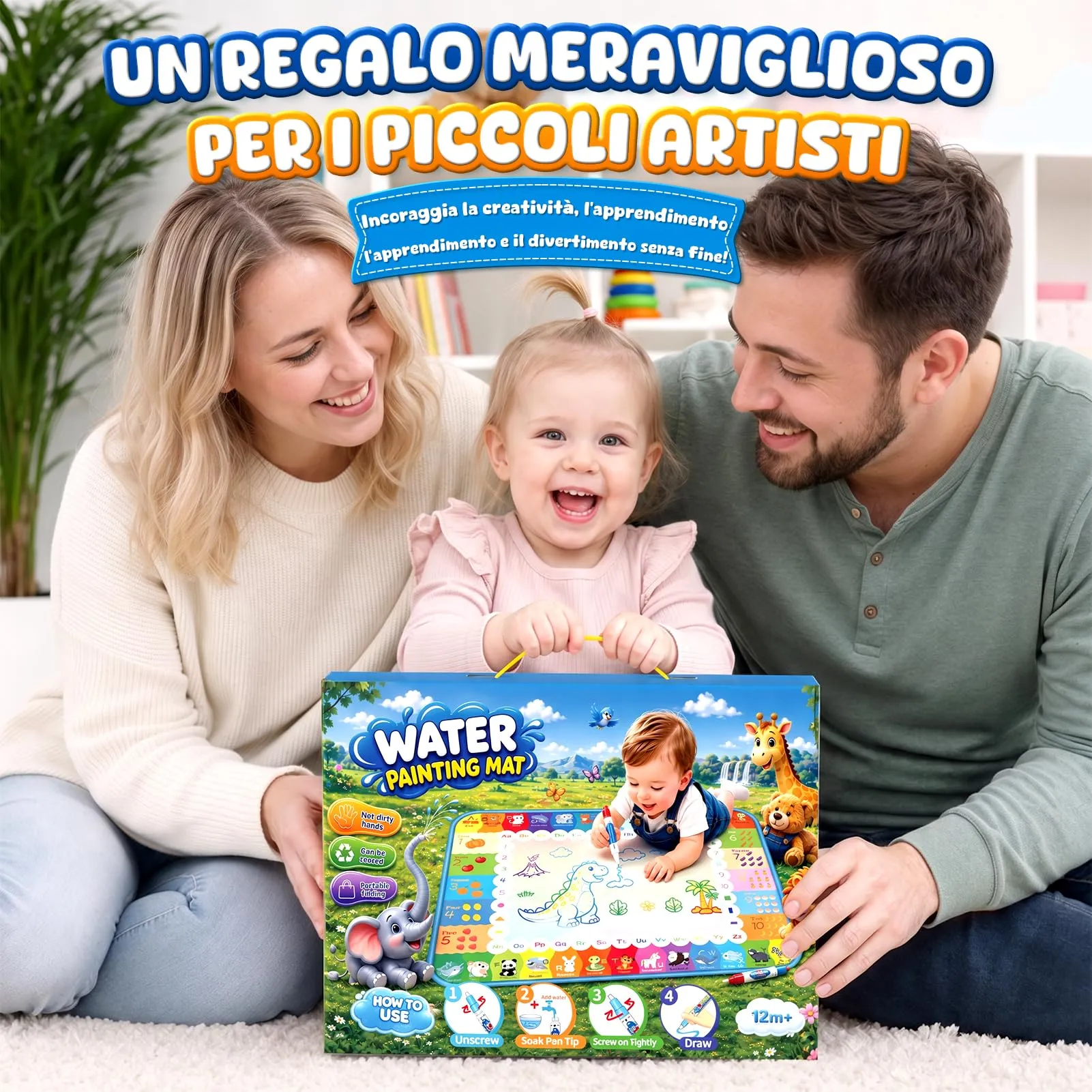 Magico Tappeto Acqua Gioco Bambini Giochi Bambini 2 Anni Regalo Bambino 1-2 - immagine 7