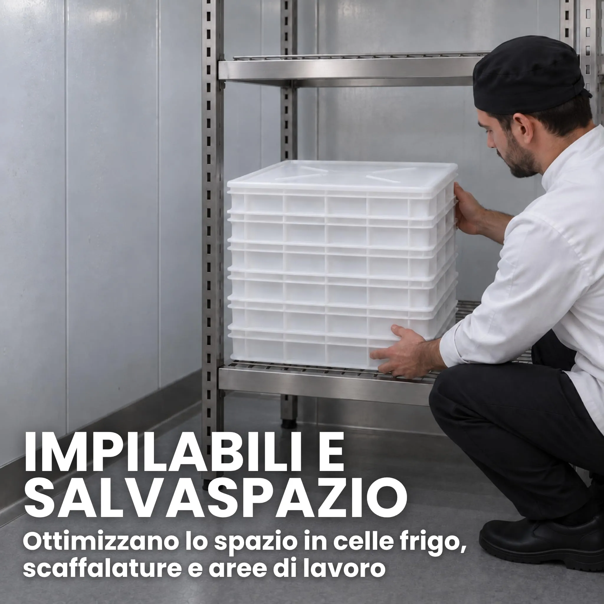 Cassette Lievitazione Pizza 60x40x10 HORECA, 2 Box + 2 Coperchi - immagine 6