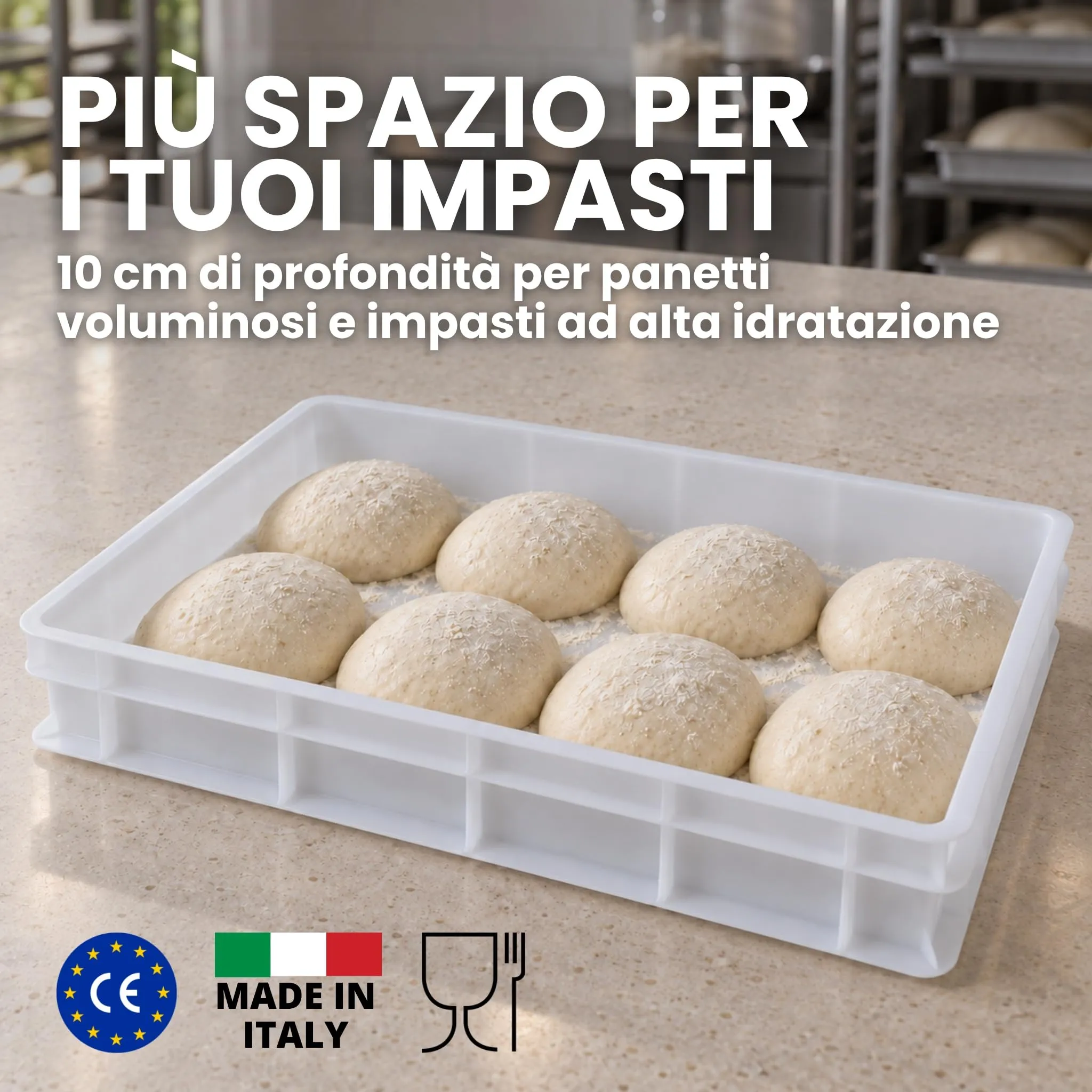 Cassette Lievitazione Pizza 60x40x10 HORECA, 6 Box + 1 Coperchio - immagine 5