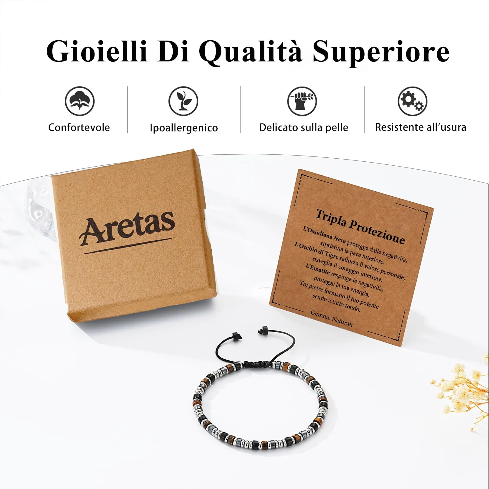 Bracciale Uomo Acciaio Occhio Di Tigre Idee Regali Papa Gioielli - immagine 5