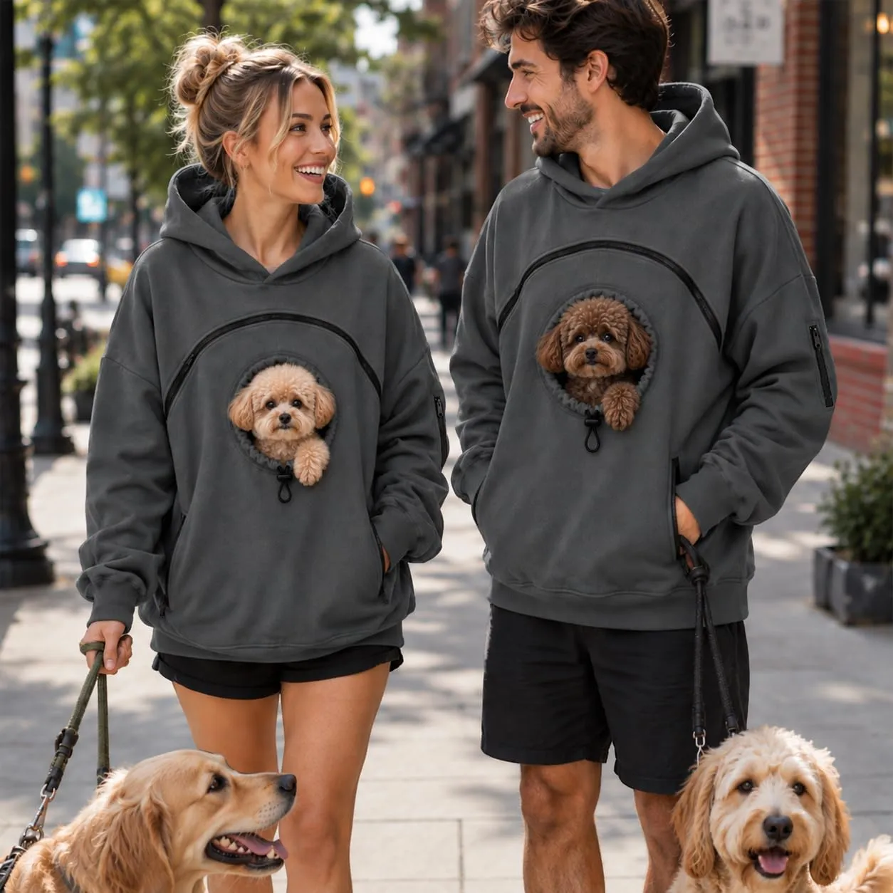 Felpa con cappuccio unisex per animali domestici, Grigio scuro, 3XL - immagine 2