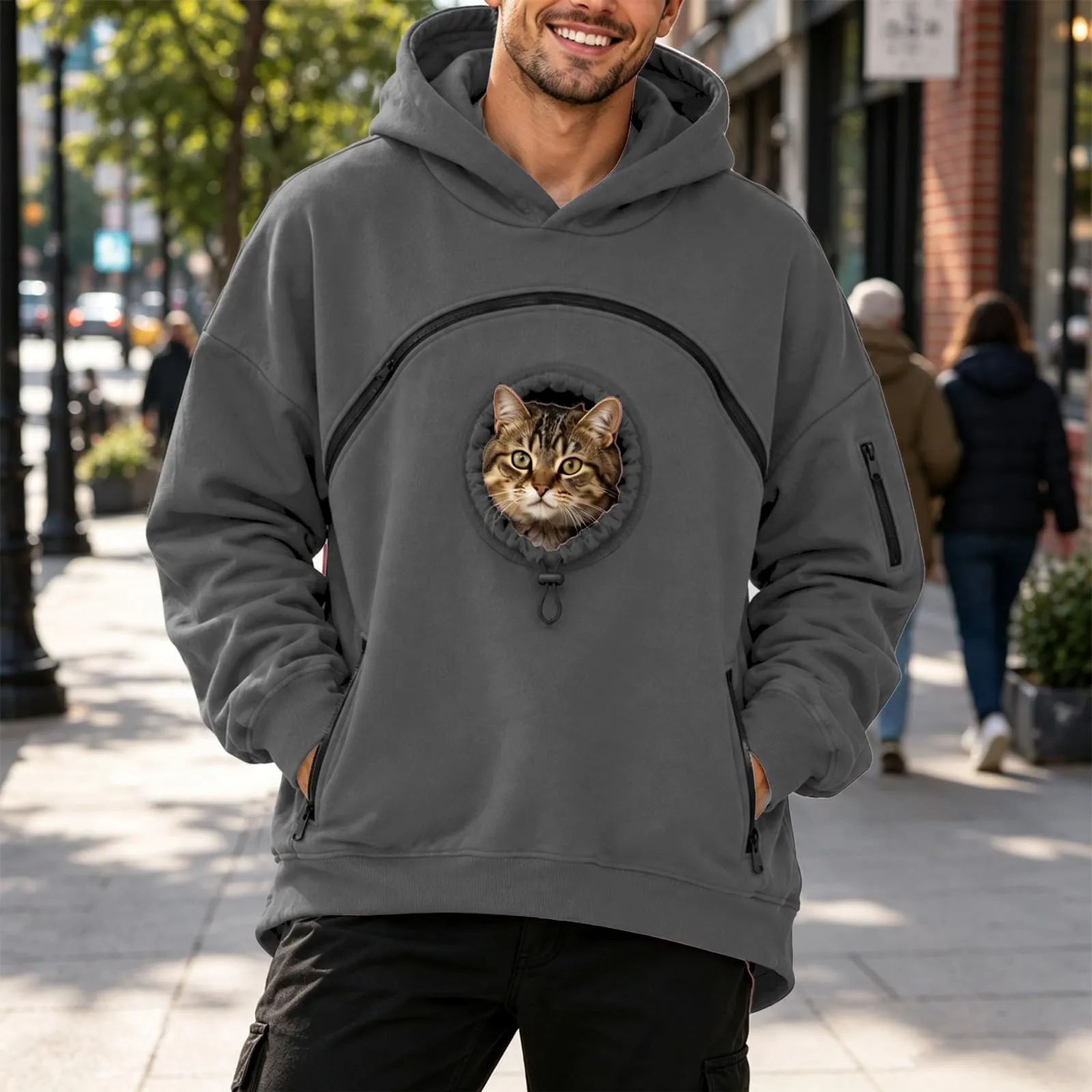 Felpa con cappuccio unisex per animali domestici, Grigio scuro, 3XL - immagine 3