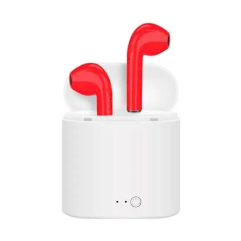 Auricolari Generica I7 wireless Bluetooth 4.2 in-ear con microfono, riduzione rumore, sport, rossi - immagine 1