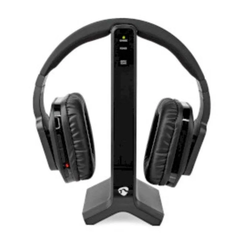 Auricolari Nedis HPRF321BK wireless RF per TV con base di ricarica neri - immagine 1