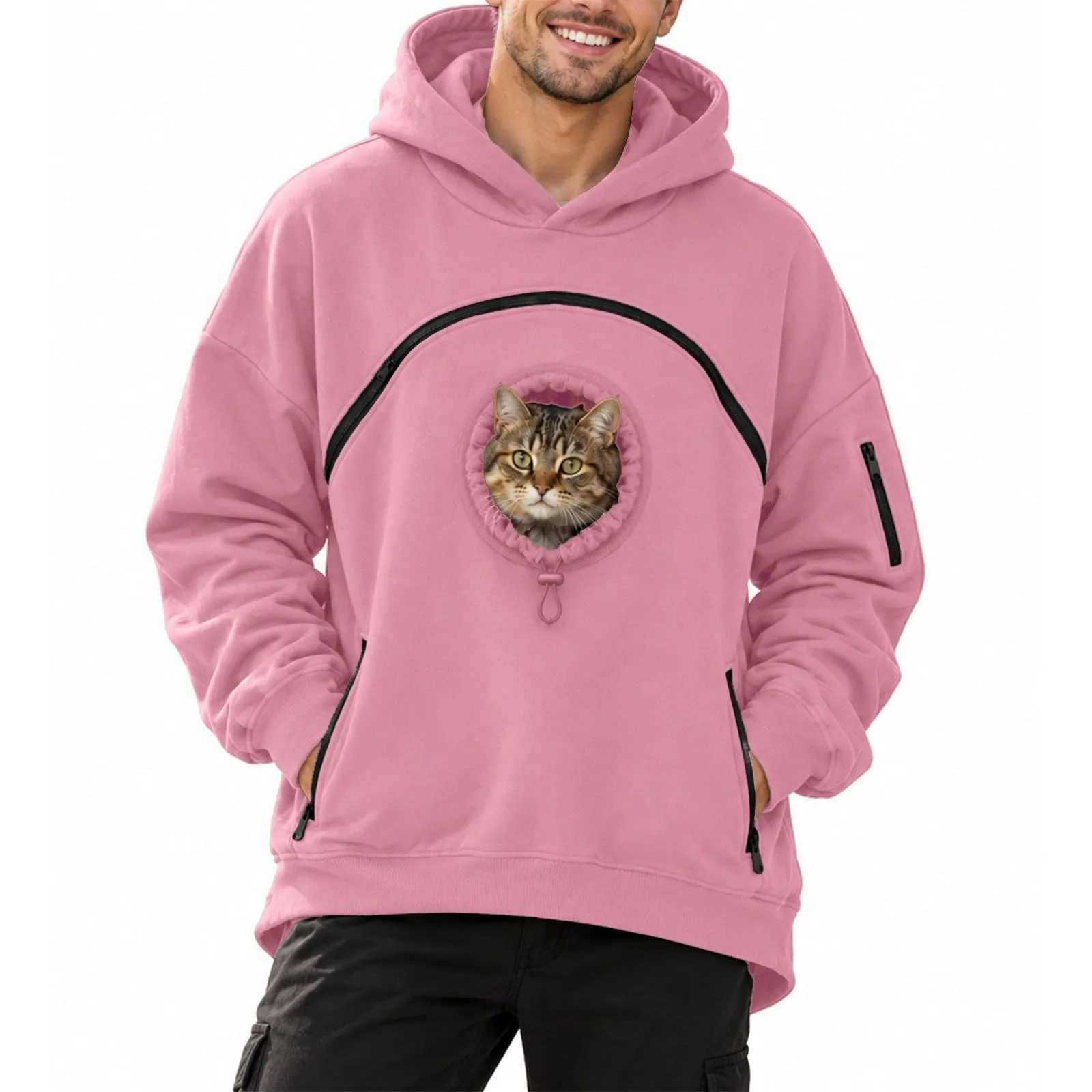 Felpa con cappuccio unisex per animali domestici, rosa, M - immagine 1