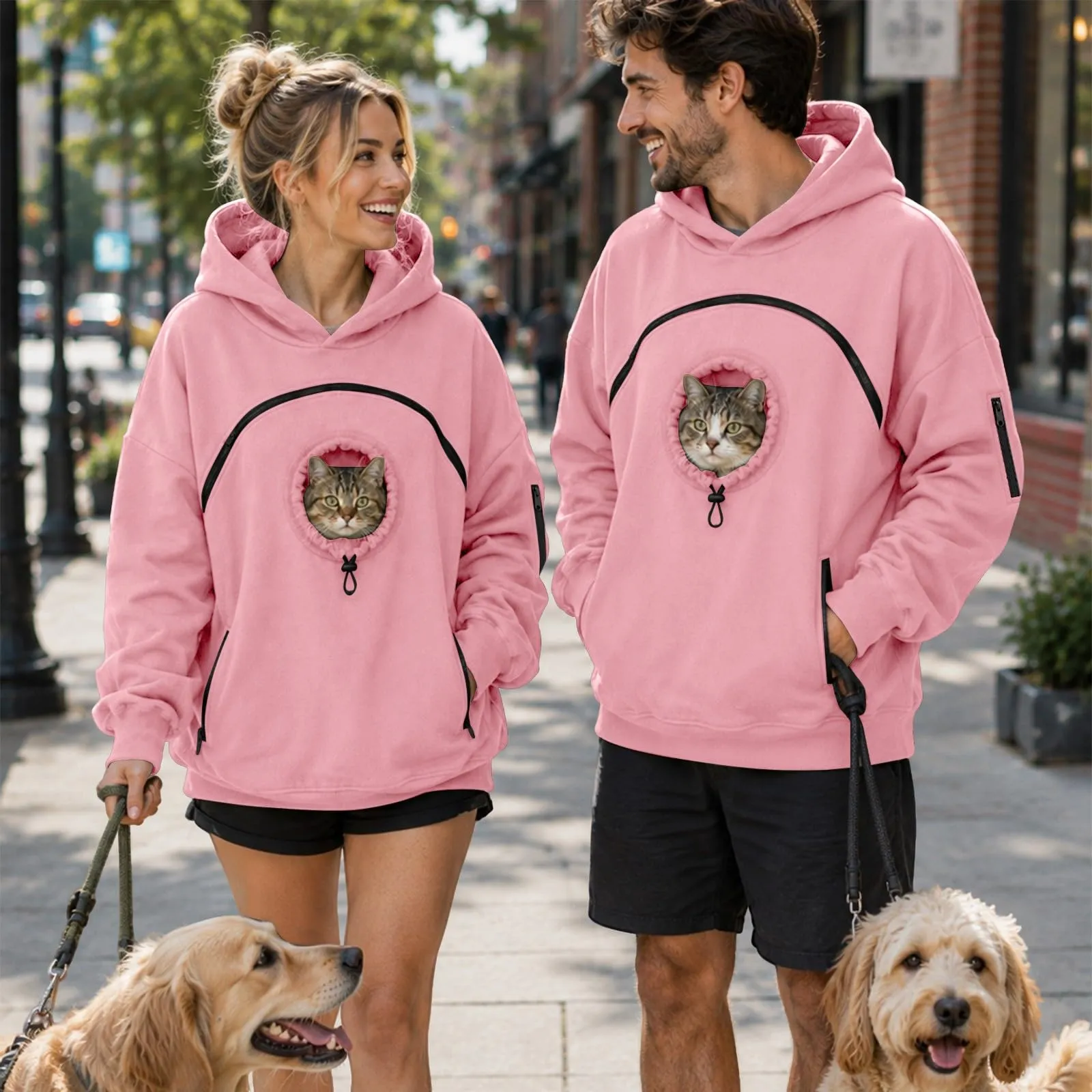 Felpa con cappuccio unisex per animali domestici, rosa, M - immagine 2