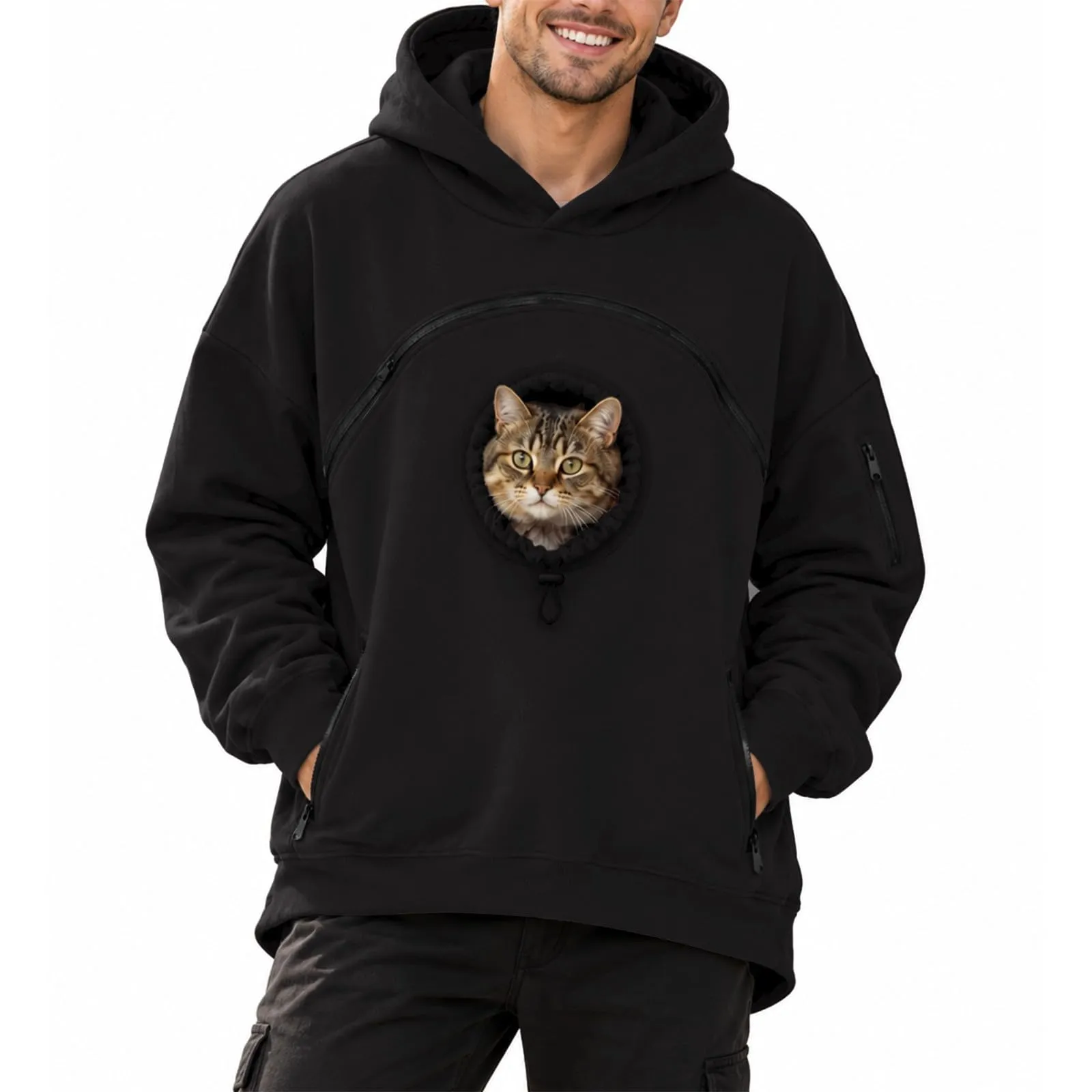 Felpa con cappuccio unisex per animali domestici, Nero , S - immagine 1