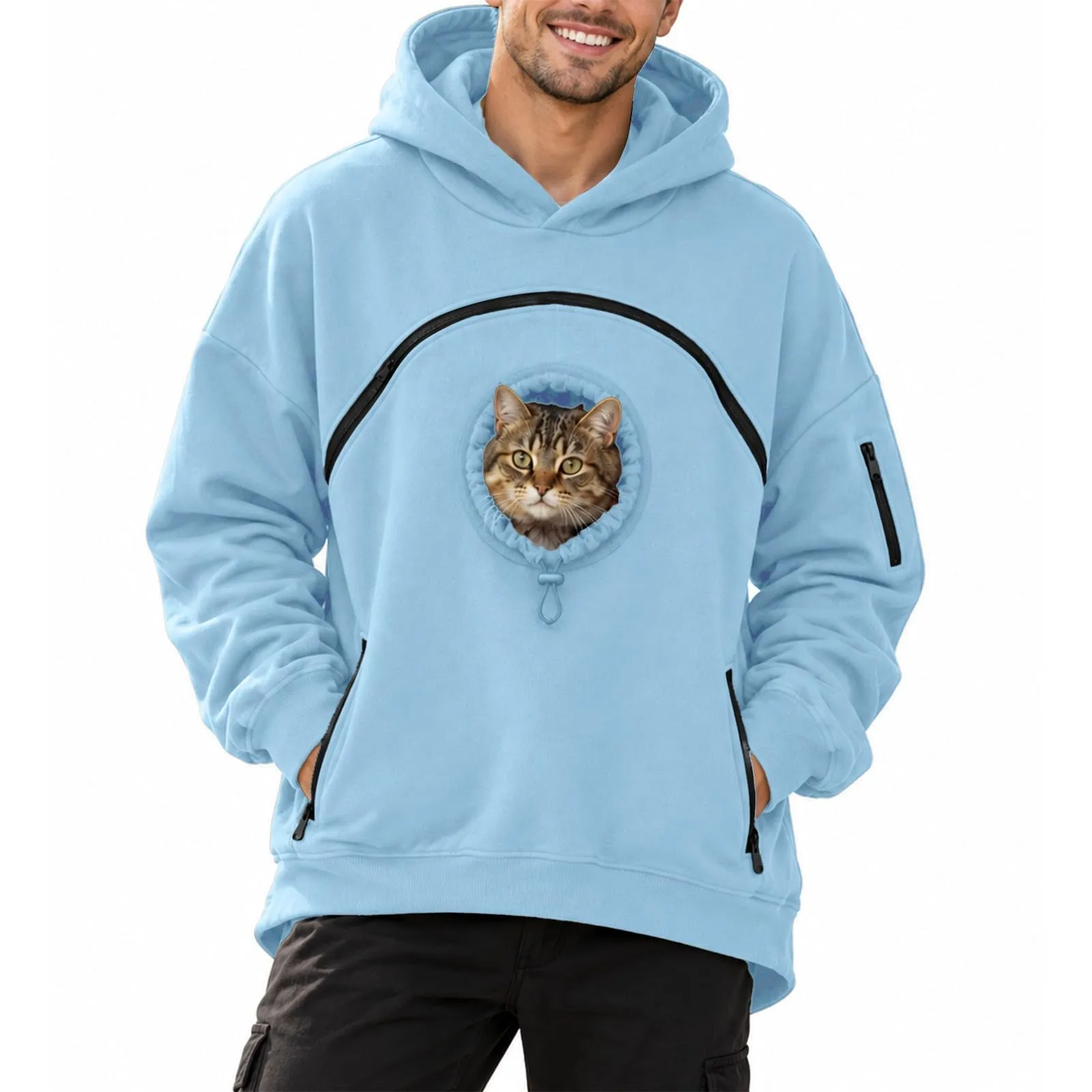 Felpa con cappuccio unisex per animali domestici, Blu, XL - immagine 1