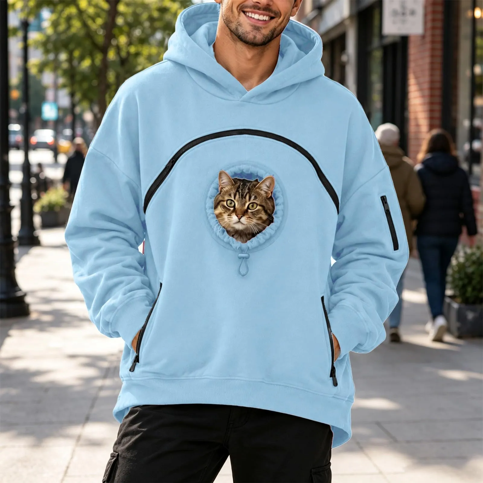 Felpa con cappuccio unisex per animali domestici, Blu, XL - immagine 3